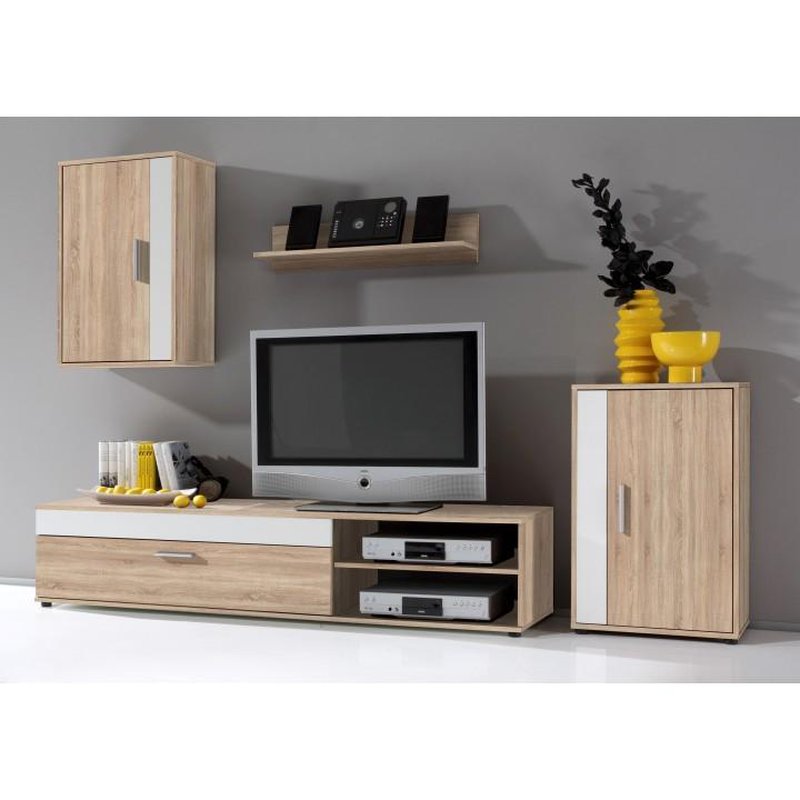 Mobilier pentru living, alb/stejar sonoma, ASOLE